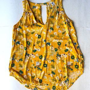 Old Navy Yellow & Blue Floral Tank Top Size Small